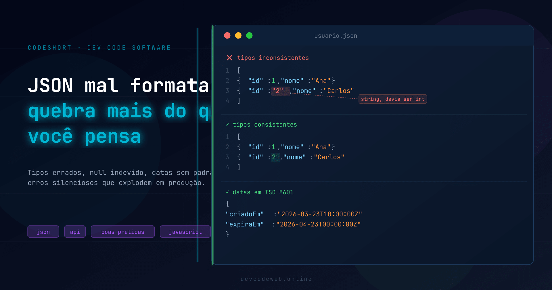 Boas Práticas de JSON em APIs REST: Os 7 Erros Que Quebram Integrações