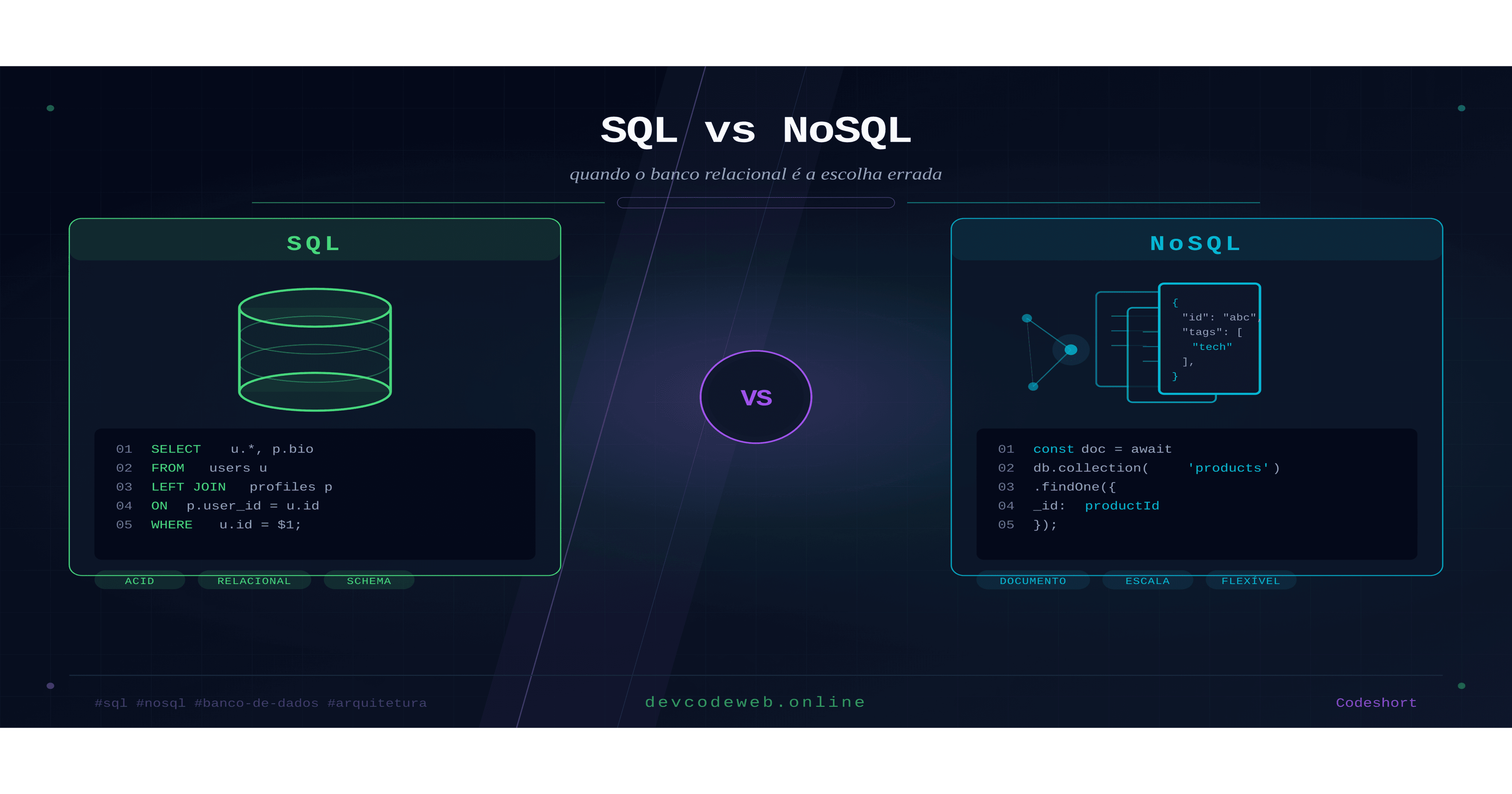 SQL vs NoSQL: Como Escolher o Banco Certo Antes de Se Arrepender em Produção