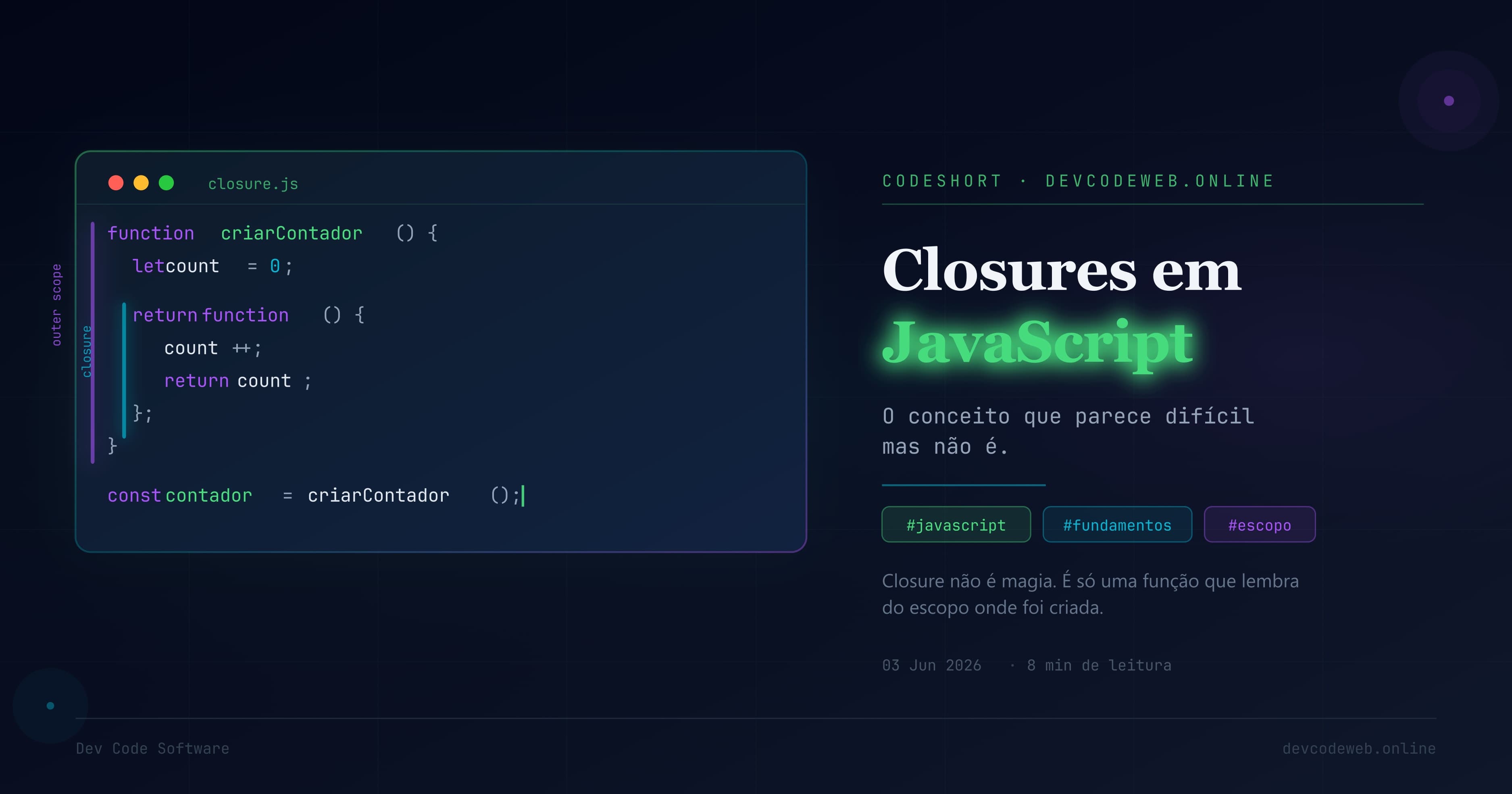 Closures em JavaScript: o conceito que parece difícil mas não é